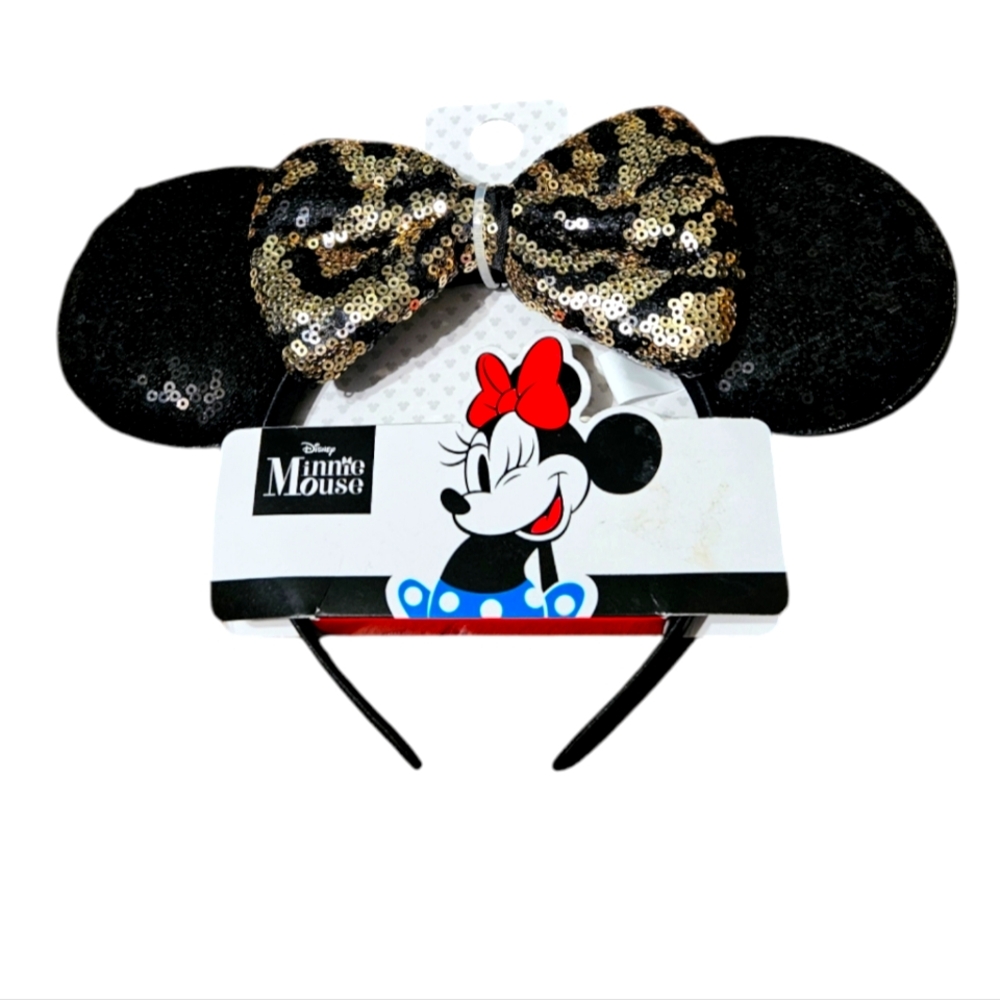 Disney Girls Minnie Mouse Cheetah Sequin Bow Ears